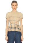 Burberry Womens Sand Ip Check Gradient-check Stretch-cotton Top In Neutral
