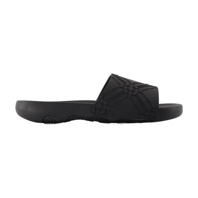 Burberry Black Embossed Check Dive Slides
