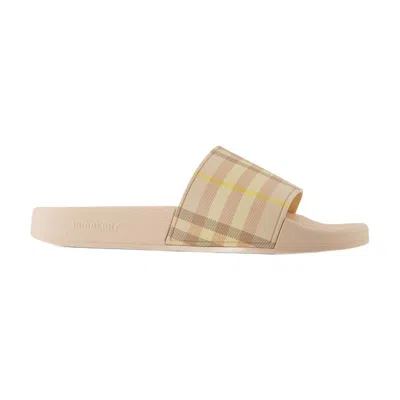 Burberry Furley Check Slide Sandals In Neutral