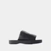 Burberry Ekd-debossed Leather Slab Slide In Black
