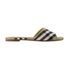 Burberry Sloane Slides Check Pattern Flat Sole Open Toe In Multi