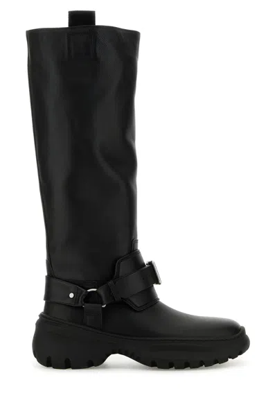 BURBERRY BURBERRY BLACK LEATHER STOMP BOOTS