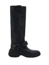 Burberry Leather Buckled Tall Boots