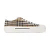 Burberry Beige Cotton Sneakers With Casual Chic Check Pattern