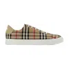 Burberry Beige Cotton Sneakers With Casual Chic Check Pattern