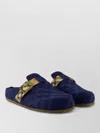 Burberry Lf Urchin Mules Cotton Check Pattern In Blue