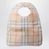 Burberry Light Beige Bib With Check Pattern In Brown