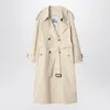 Burberry Light Beige Cotton Fitzrovia Trench Coat Women In Neutral
