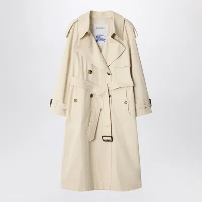 BURBERRY BURBERRY LIGHT BEIGE COTTON FITZROVIA TRENCH COAT