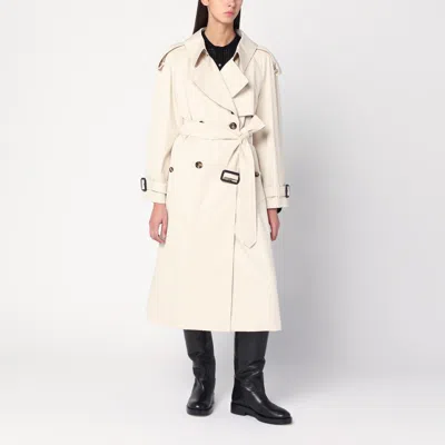 Burberry Light Beige Cotton Fitzrovia Trench Coat In Neutral