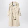 Burberry Light Beige Cotton Fitzrovia Trench Coat Women In Neutral