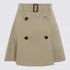 Burberry A-line Cotton Skirt With Belt And Pocket In Brown