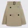 Burberry A-line Cotton Skirt With Belt And Pocket In Metallic