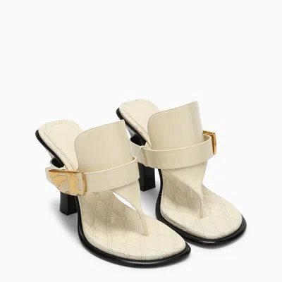 Burberry Light Beige Leather Bay Sandals
