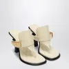 Burberry Quilted Block Heel Open Toe Sandals In White