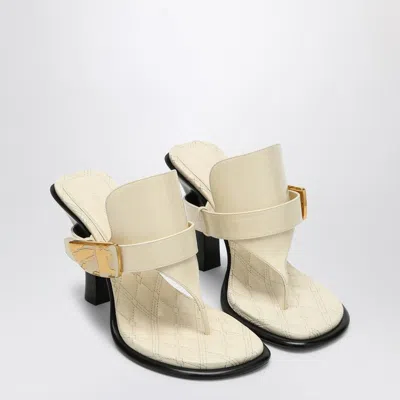 BURBERRY LIGHT BEIGE LEATHER BAY SANDALS