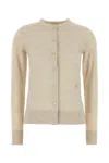 Burberry Sand Wool Cardigan With Ribbed Cuffs And Hem In Beige