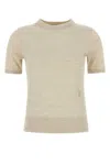 Burberry Women Sand Wool T-shirt In Beige
