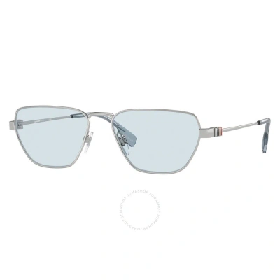 Burberry Light Blue Irregular Men's Sunglasses Be3146 100572 56 In Blue / Silver