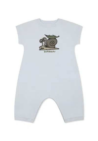 Burberry Light Blue Romper For Baby Boy With Snail