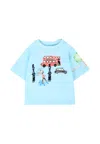 Burberry Light Blue T-shirt For Babykids Red Bus In Blue