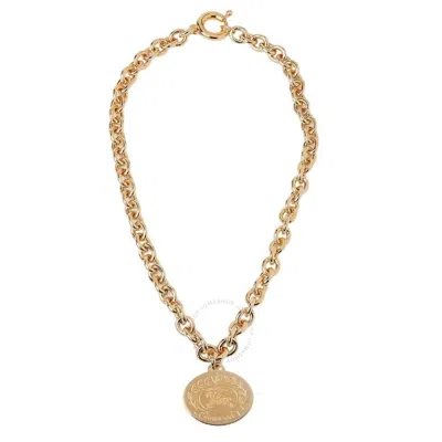 Burberry Light Gold Equestrian Knight Pendant Necklace