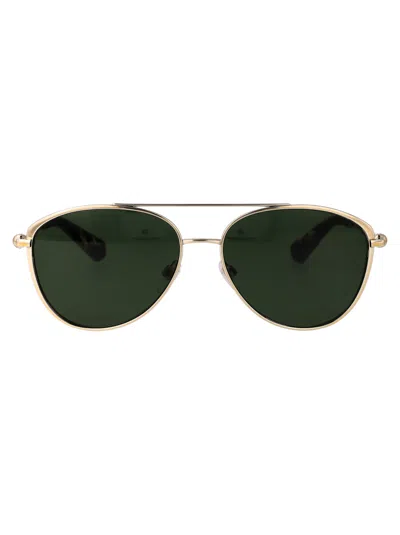 Burberry Light Gold Metal Sunglasses In Green