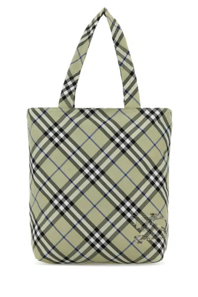 BURBERRY LIGHT GREEN EQUESTRIAN KNIGHT-EMBROIDERED TOTE BAG