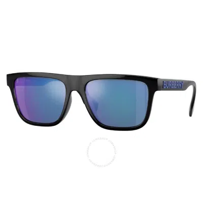Burberry Light Green Mirrored Blue Square Men's Sunglasses Be4402u 300155 56 In Black