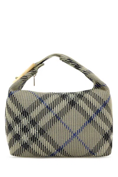 BURBERRY LIGHT GREEN PEG CHECKED SHOULDER BAG