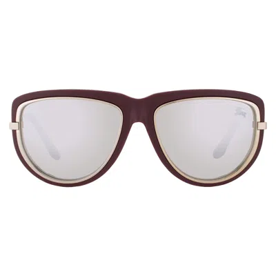 Burberry Light Grey Mirror Silver Pilot Unisex Sunglasses Be4466u 41896g In Purple