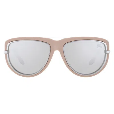 Burberry Light Grey Mirror Silver Pilot Unisex Sunglasses Be4466u 41916g In Red