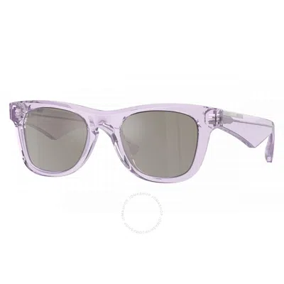 Burberry Light Grey Mirror Silver Square Men's Sunglasses Be4426 40956g 50 In Pink