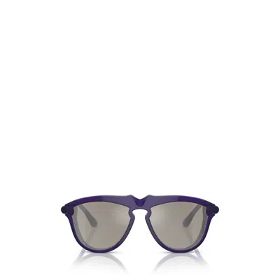 Burberry Light Grey Silver Mirror Pilot Unisex Sunglasses Be4417u 41056g In Brown