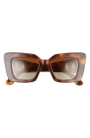 Burberry Light Havana 51mm Square Polarized Sunglasses In Light Havana/brown Gradient
