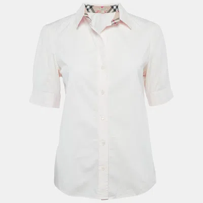 Pre-owned Burberry Light Pink Cotton Button Front Blouse S