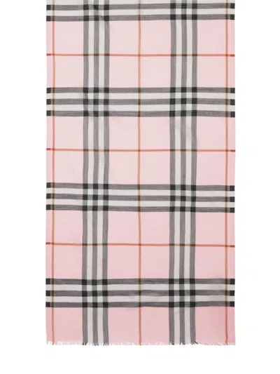 Burberry Check Pattern Scarf In Pink