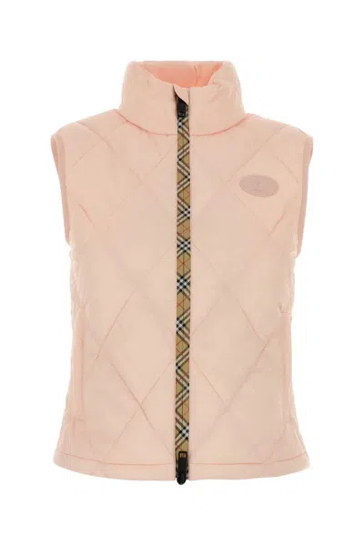 Burberry Light Pink Nylon Sleeveless Jacket In Transparent