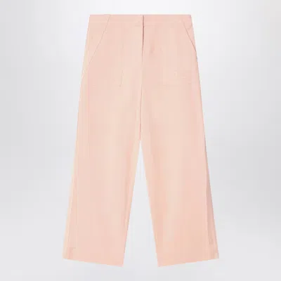 Burberry Light Pink Pants In Cotton Blend Women In Multi