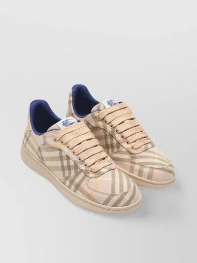 Burberry Light Terrace Sneakers Checkered Pattern In Sand