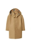 Burberry Hooded Check-lined Trench Coat In Camel