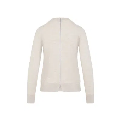 Burberry Beige Wool Cardigan In White