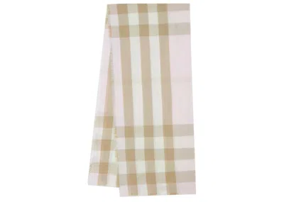 Pre-owned Burberry Lightweight Check Cashmere Scarf In Alabaster