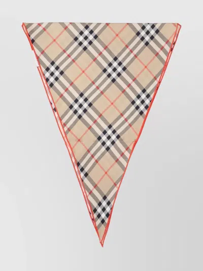 Burberry Lightweight Checked Scarf With Trim In Cream