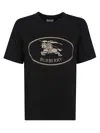 Burberry Lightweight Cotton Jersey T-shirt With Embroidered Knight Stamp In Black