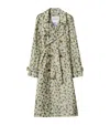 Burberry Blur Flower Double-breasted Long Trench Coat In Gray