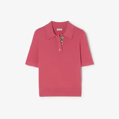 Burberry Lightweight Knit Top With  Check - Size S In Rosa