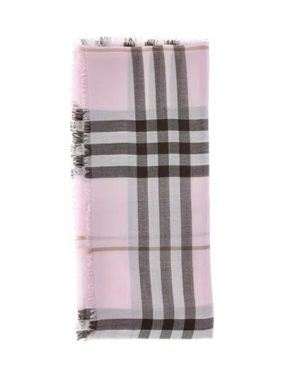 Burberry Lightweight Wool Scarf For Women In Pink