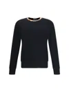 Burberry Crew Neck Knitwear With Distinctive Patterned Collar In Black