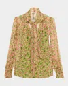 Burberry Lila Floral Silk Scarf-tie Blouse
